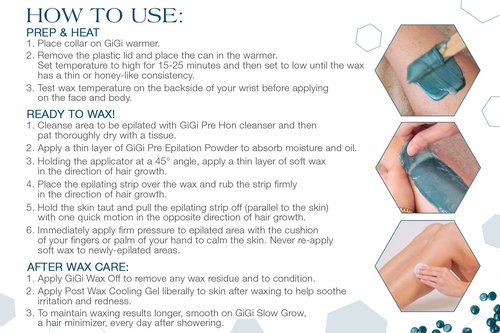 GiGi Hard Wax Beads for Hair Removal, Soothing Azulene Hair Removal Wax for Sensitive Skin, 14 oz