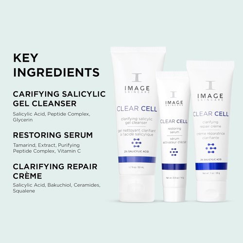 IMAGE Skincare Clear Cell - 3-Step Regimen Set for Clear Pores & Healthy Skin | 3.2 Ounce