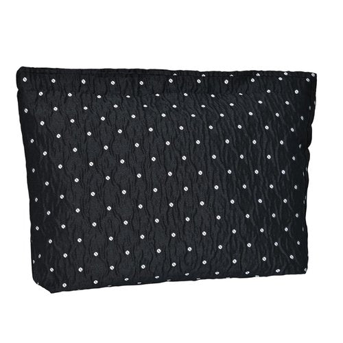 Ksriylm Cute Black Polka Dots Makeup Pouch for Women Small Wave Point Make Up Bag for Zipper Initial Cute Canvas Makeup Cosmetic Bags Pouches for Purse Aesthetic Travel Toiletry