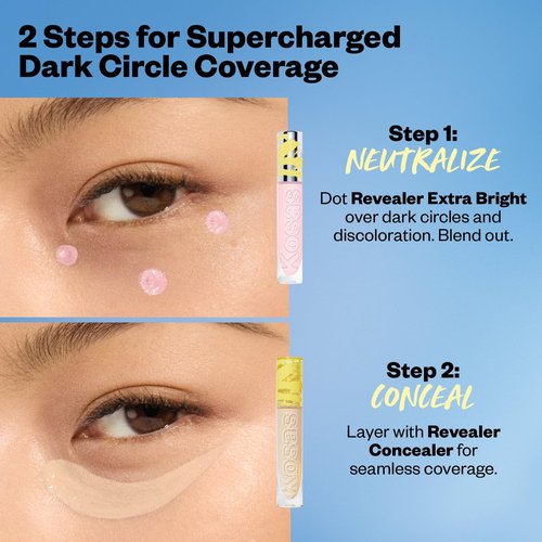 Kosas Revealer Extra Bright Color Corrector, Full Coverage Liquid Cream Under Eye Brightener, Makeup Base for Dark Circles Discoloration, Magic