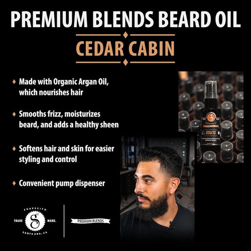 Suavecito Premium Blends Beard Oil - Leave-In Conditioner for Soft, Hydrated Beards - 1 oz