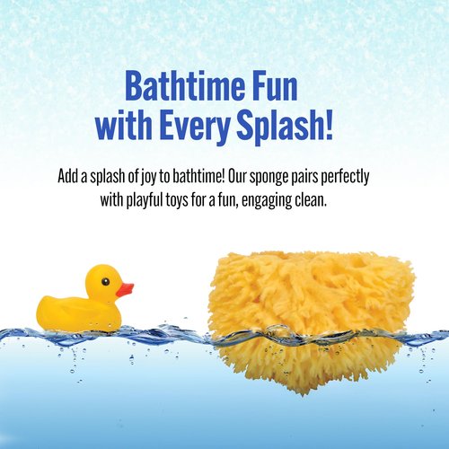 Baby Buddy Baby Bath 4in Yellow Sea Sponge, Absorbent Natural Sea Sponge, Soft on Tender Skin, Biodegradable, Hypoallergenic, Bath Accessories for Bathing, 3 Pack