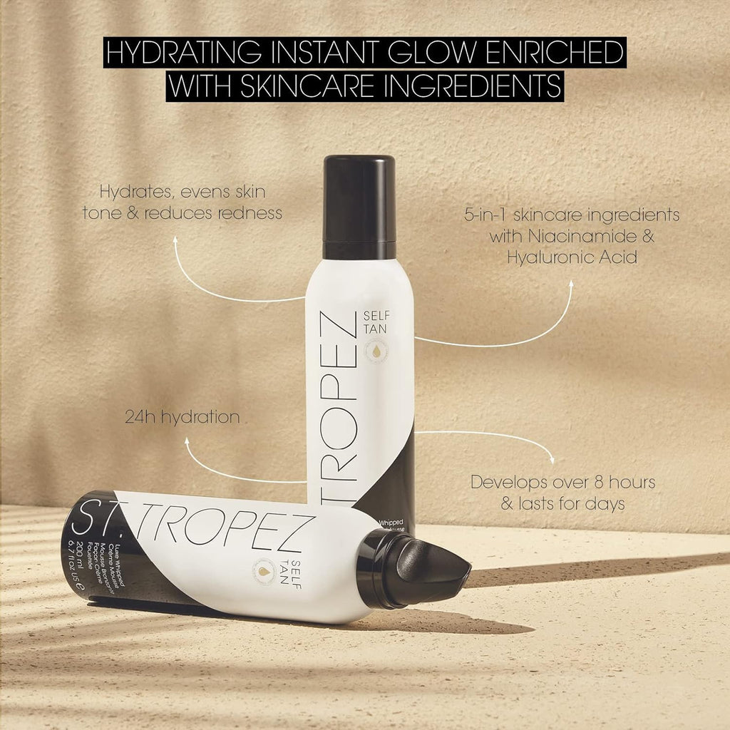 St. Tropez Luxe Whipped Crème Mousse - 5-in-1 Self Tan with Niacinamide & Hyaluronic Acid | 6.7 Fl Oz