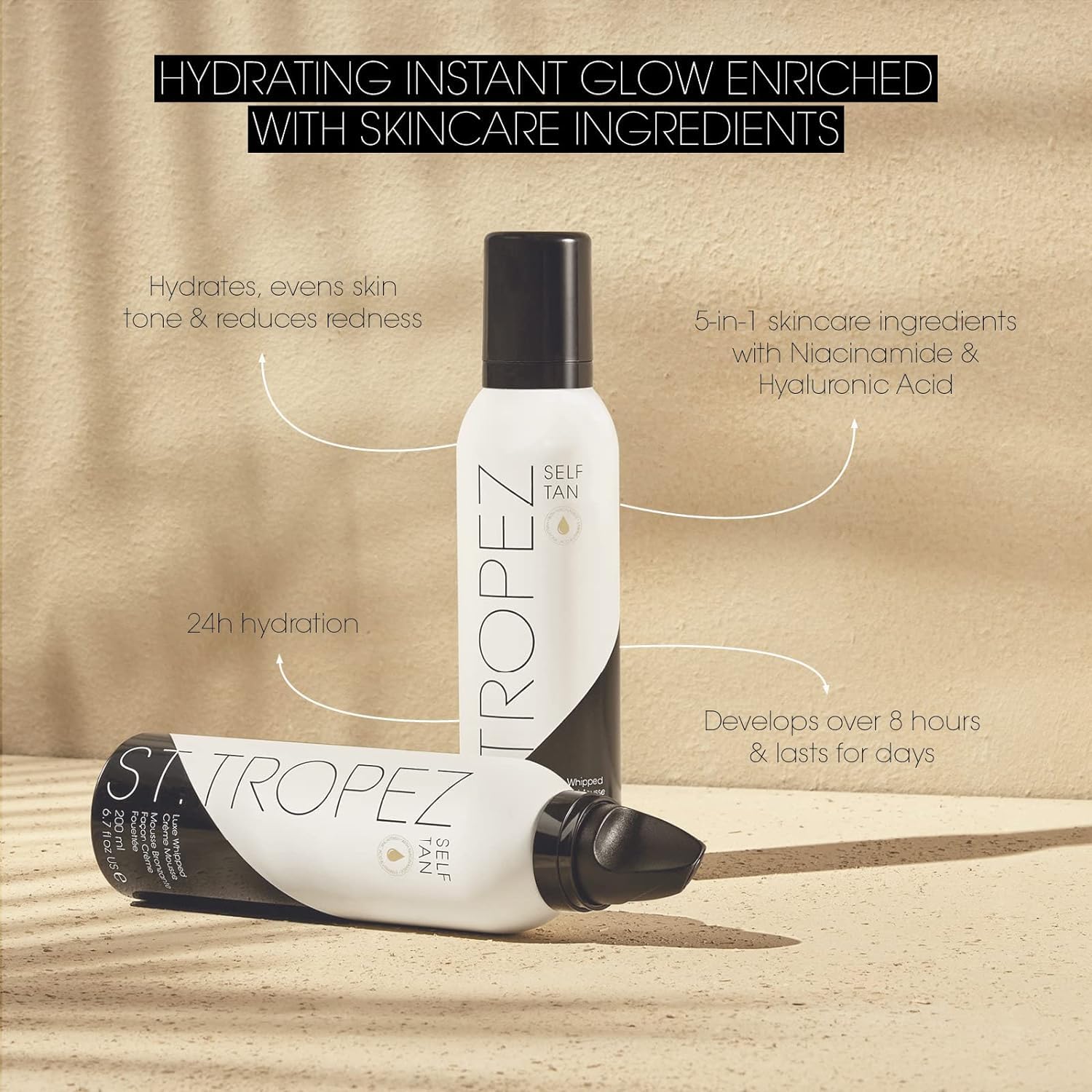 St. Tropez Luxe Whipped Crème Mousse - 5-in-1 Self Tan with Niacinamide & Hyaluronic Acid | 6.7 Fl Oz