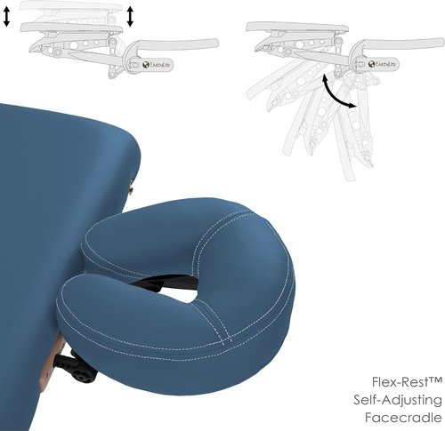 Earthlite Portable Massage Table Package - Avalon with Reiki Endplate, Premium Flex-Rest Face Cradle & Strata Cushion (30”x73”)