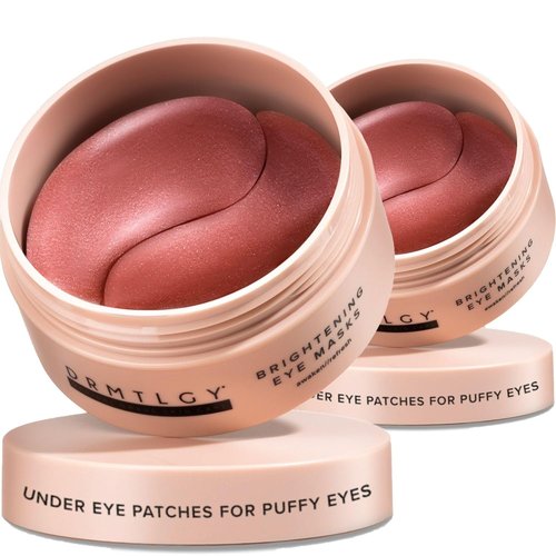 DRMTLGY Brightening Eye Masks - Biodegradable Hydrogel Patches with Caffeine & Peptides - Depuff & Hydrate Dark Circles - 2 Pack (60 Count Each)