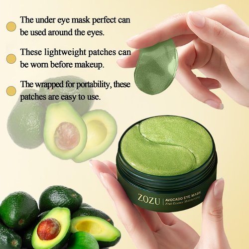 Avocado Eye Mask, Eye Patches, Avocado Moisturizing Collagen Eye Mask, Under Eye Patches, Nourishing, Naturally Hydrating Formula