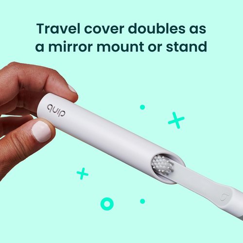 Quip Metal Sonic Electric Toothbrush - Soft Bristles, Travel Case & 3-Month Battery Life | Moonlight Champagne