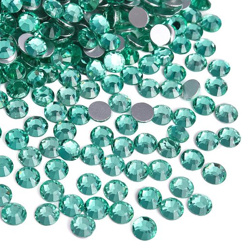 Blinginbox 1440 Pieces SS20/4.6-4.8mm Flat Back Crystal Rhinestones Round Gems for Nail Art,Mint