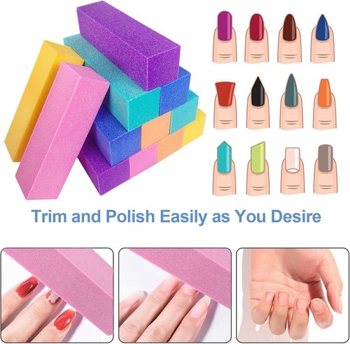 Skiennix Nail Buffer Block Set - 12 Pcs 4-Sided Sanding Buffers for Gel & Acrylic Nails | Professional Manicure Polisher