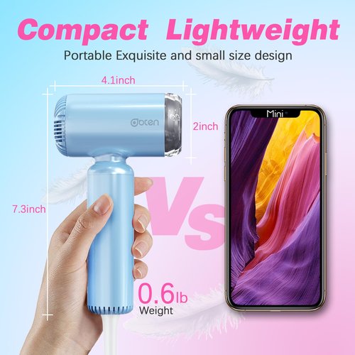 DBTEN Mini Hair Dryer, High-Speed Blow Dryer with 110,000RPM Brushless Motor, Magnetic Diffuser, Negative Ionic Technology for Fast Drying, Compact & Lightweight for Home & Travel (Blue)