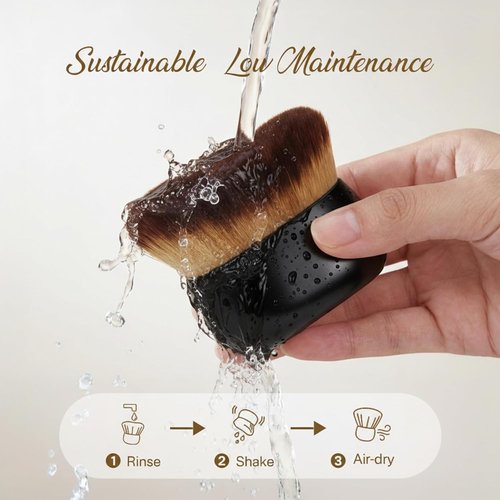 Skiennix Kabuki Self Tanner Brush - Large Vegan Body Makeup Brush for Even Coverage | Black
