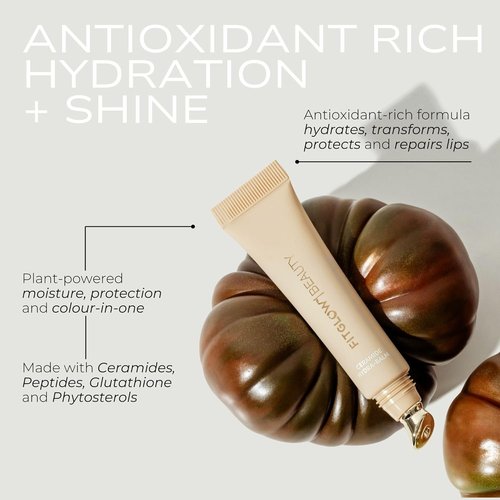 Fitglow Beauty Ceramide Hydra-Balm Lip Gloss - Hydrating Lip Serum with Peptides & Glutathione | Plumping Anti-Aging Care | 12g - Bare