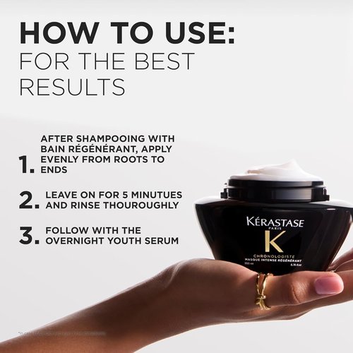 KÉRASTASE Chronologiste Revitalizing Youth Hair Mask - Hydrating & Smoothing Formula with Hyaluronic Acid & Abyssine