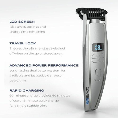 ConairMAN Beard Trimmer - Wet/Dry Face & Mustache Grooming Tool with 15 Precise Settings