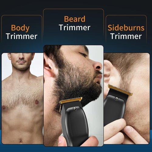 Elehomyou Beard Trimmer for Men - Rechargeable Men's Hair Clippers & Razor, Cordless Hair Trimmer for Face, Neck, Groin & Manscaping, Ideal Gift for Men, Black