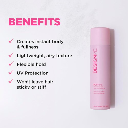 DESIGNME PUFF.ME Volumizing Dry Texture Spray - Light Hold Hairspray for Fine Hair | Color Safe & Sulfate Free, 7 Oz