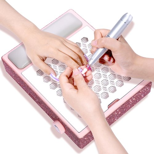 CHRISTINE SHELLY Nail Dust Collector, Cordless Dust Collector Nail Tech, Professional 550PA Vacuum Fan Vent Dust Extractor Quiet Dust Suction Machine for Acrylic Nails Polishing, Nail Salon&Home