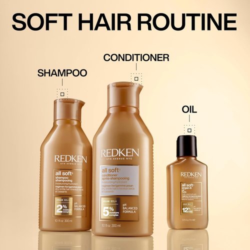 Redken All Soft Argan-6 Oil Treatment - Deeply Conditions Dry Hair, Adds Softness & Shine with Argan Oil