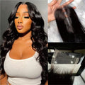 NIKISS 2x6 Skinlike Real HD Lace Closure Only, 0.095mm Ultra-thin Invisible Lace Pre-plucked Body Wave Human Hair Closure Swiss Lace Bleached Knots 16 Inch