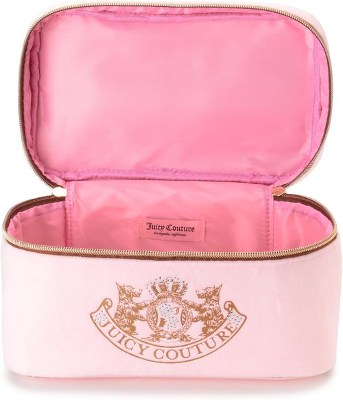 Juicy Couture Pink Makeup Bag - Stylish Cosmetics Organizer with Rhinestone Crown | Travel Essentials Case