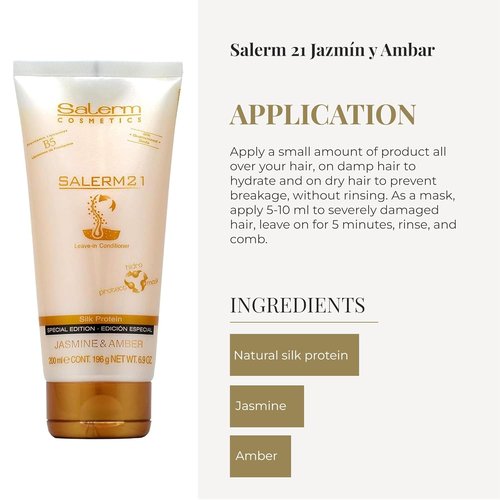 Salerm 21 Leave-In Mask & Conditioner - Jasmine & Amber - 200 ml - Anti-Frizz & Deep Hydration