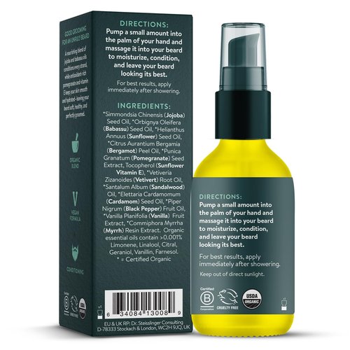 Badger Beard Oil, Babassu & Jojoba, Certified Organic, Premium Beard Conditioner, Beard Oil for Dry Skin, Beard Oil for Long Beards, Facial Hair Oil, 1 fl oz Glass Bottle