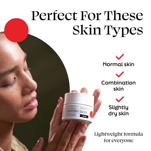 Kiyomi Skin Day Cream - Daily Facial Cream with 5-ALA, Hyaluronic Acid, Cucumber, Squalane, Beta-Glucan - All Day Face Moisturizer for Fine Lines and Radiant Skin - Made in Germany - 1.7 Fl Oz