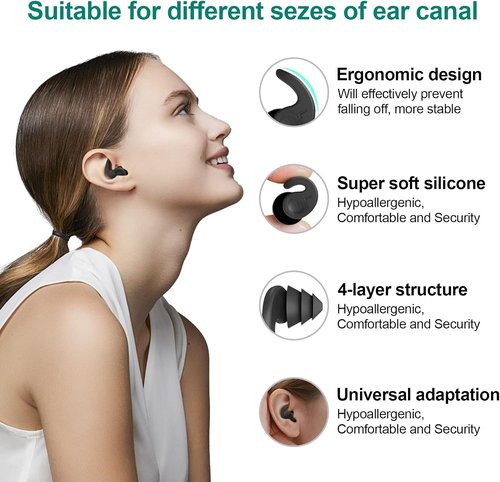 Skiennix Swimming Ear Plugs - Waterproof Reusable Silicone for Adults & Teens | 3 Pairs for Surfing, Snorkeling & Showering