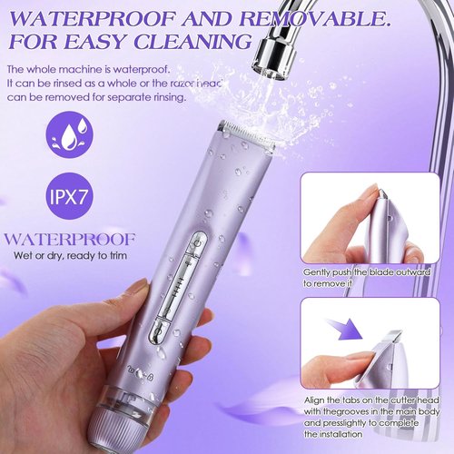 Bikini Trimmer for Women Dual Head Electric Razors IPX7 Waterproof, Electric Shaver for Facial Private Hair, Anniversary Birthday Christmas Gifts for Women self Care, Stocking Stuffers for Teen Girls