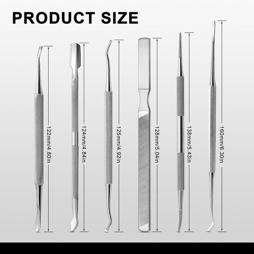 FERYES Ingrown Toenail Removal Tool Kit - 6 Piece Pedicure & Manicure Tools Set with Nail Files, Lifters, Cuticle Trimmers - Podiatrist Grade Nail Care Kit for Thick & Ingrown Nails