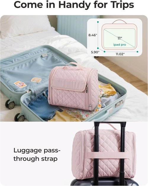 BAGSMART Travel Toiletry Bag - Large Capacity Cosmetic Organizer with Hanging Hook & Water-Resistant Design