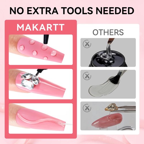 Makartt Nail Rhinestone Glue Set - Gel Nail Glue for Rhinestones, 3D Art Design Super Strong Adhesive for Charm Gems Jewel Crystal Beads Diamonds, 15ml & 8ml, Easy Use, Cured Need