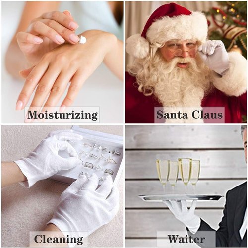 100% Cotton Gloves, 3 Pairs White Cotton Gloves for Women Dry Hands Eczema Serving - Archival Coin Jewelry Inspection Gloves(3 Pairs)
