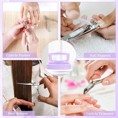 BOMOQING Nail Tool Sterilizer Box, Plastic Sterilizing Tray, Plastic Clean Sterilizing Box Storage Organizer for Nail, Tweezers, Eyelash Extensions, Hair Salon, Spa & Cutter Manicure Equipment(Purple)