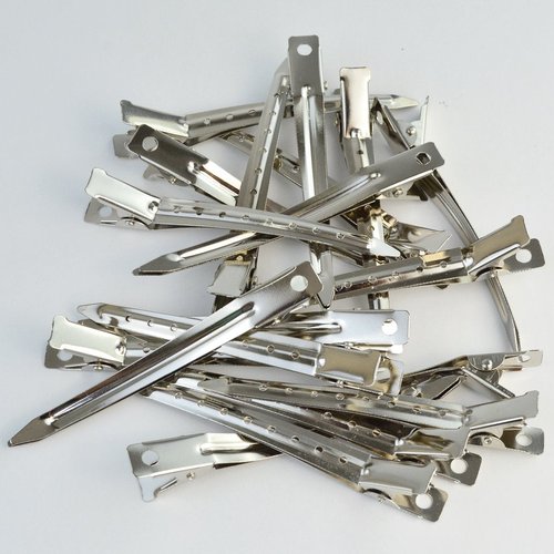 Bantoye Duck Bill Clips - 3.5 Inches Rustproof Metal Alligator Curl Clips for Hair Styling | Silver - 24 Packs