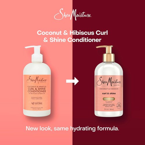 SheaMoisture Curl & Shine Conditioner - Coconut & Hibiscus for Thick Curly Hair, 13 oz