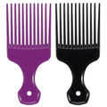 SIMPOR Hair Pick Comb Set - Wide Tooth Detangling Picks for Curly & Afro Hair | 2 Pcs (Purple & Black)