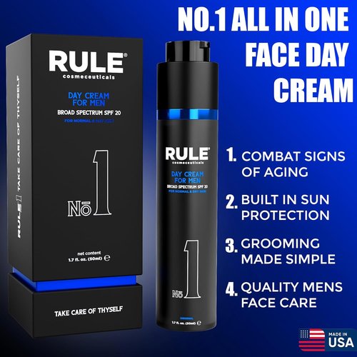Skiennix No.1 Day Cream for Men - 10-in-1 Anti-Aging Moisturizer with SPF 20 & Collagen, 50 mL