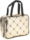 Juicy Couture Gold Black Makeup Bag Cosmetics Organizer Travel Essentials Weekender Shiny Logo