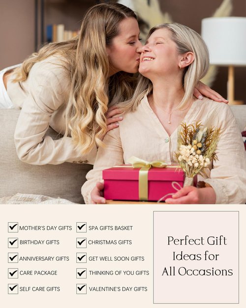 JMHACHY Spa Gifts for Women - Valentines Day Gifts for Her, Natural Themed Self Care Kit, Birthday Anniversary Care Package Ideas for Wife Girlfriend Mom from Daughter Husband Friend, 8PCS Items