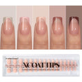 BTArtboxnails XCOATTIPS Press on Nails - French Tip Press on Nails Short Square, Skin Tones Soft Gel Nails False Nail Tips, Soak Off Acrylic Nails Extensions