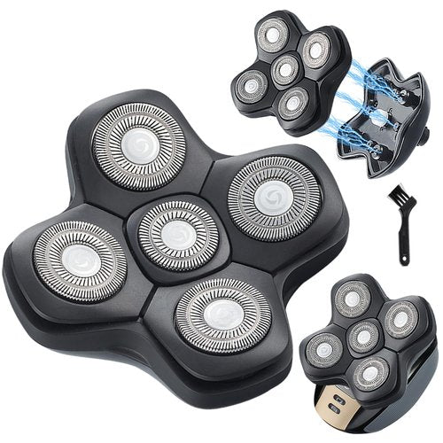 HONTEC Universal New Upgrade 5 Blades Magnetic Interface Head Shaver Replacement Heads Replacement Blade Electric Razor Shaver Head (5D Black)