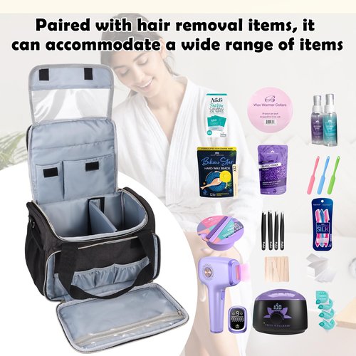 Universal Waxing Kit Carry Bag Compatible with Tress Wellness - Portable Organizer for Wax Warmer, Wax Beans, Pre & After Wax Sprays, and Accessories - Only Bag (Elegant Grey)