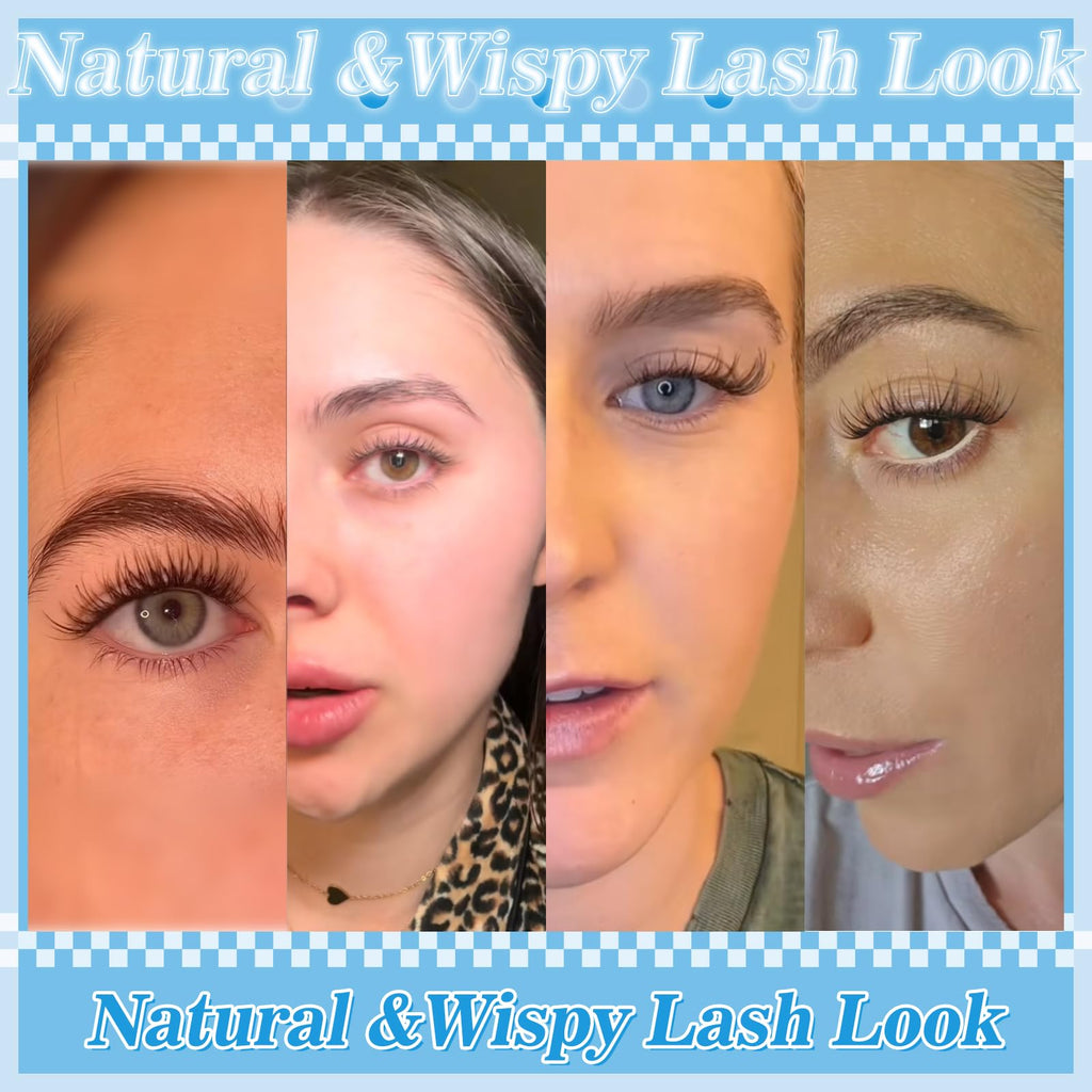 Wispy Lash Clusters Kit Venus Invisible Thin Band Natural Eyelash Clusters 8-16mm Lash Extension Kit Mix Length Clear Band Natural Look Cluster Eyelash Extensions With Lash Bond DIY Lash At Home