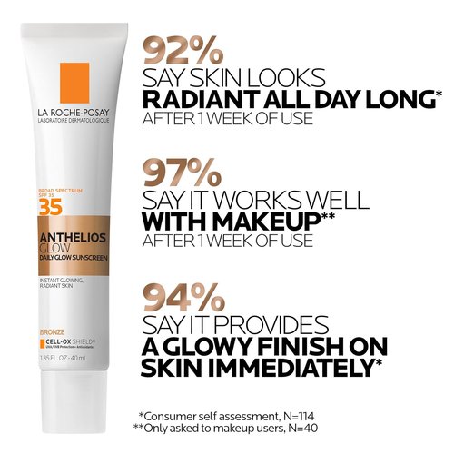 La Roche-Posay Anthelios Glow Tinted Sunscreen - SPF 35, Broad Spectrum Protection, Lightweight & Hydrating for All Skin Types