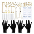 58PCS Body Piercing Kit Surgical Steel 14G 16G BCR CBR Labret Lip Rings Cartilage Daith Earrings Belly Button Rings Nose Septum Piercing Jewelry Needles Gloves Clamps Tools