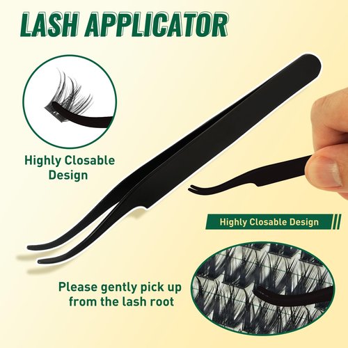 KEYYOULASH Lash Clusters Kit Volume 144pcs 8-18MIX Lash Extension Kit Thick Lash Clusters D curl with Bond and Seal,Remover,Applicators for DIY Thin Band Eyelash Clusters at Home (KY04 Kit)