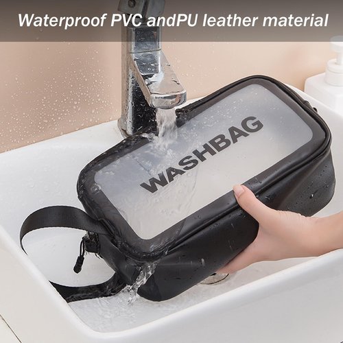 BIRDDIE Clear Travel Bags for Toiletries,3 Pack Toiletry Bag,Matte Translucent Toiletry Bag,Makeup Bag With Handy Handle,Travel Pouch,Makeup Cosmetic Organizer for Travel Essentials(Black)