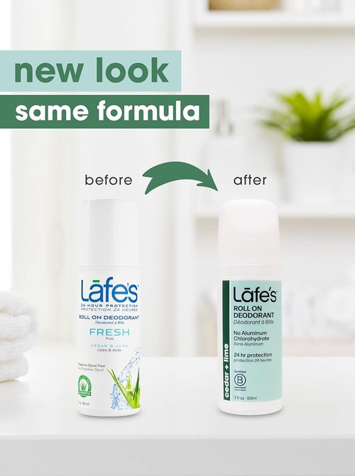 Lafe's Natural Deodorant - Aluminum-Free Cedar & Lime Roll-On | 3oz | 2 Pack